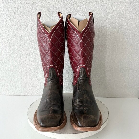 Rod Patrick Mens Cowboy Boots 15AA Mocha Bison Brown Leather Western Square Toe - Picture 7 of 13